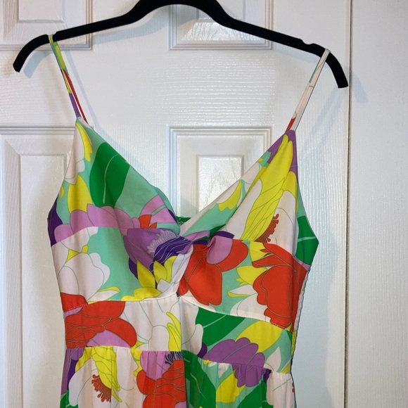 Entro Green and Orange Smocked Dress - Picture 4 of 6